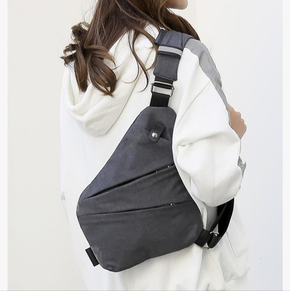 Anti Theft Travel Bag, Crossbody Bag, Unisex ~ Gray - Picture 7 of 16